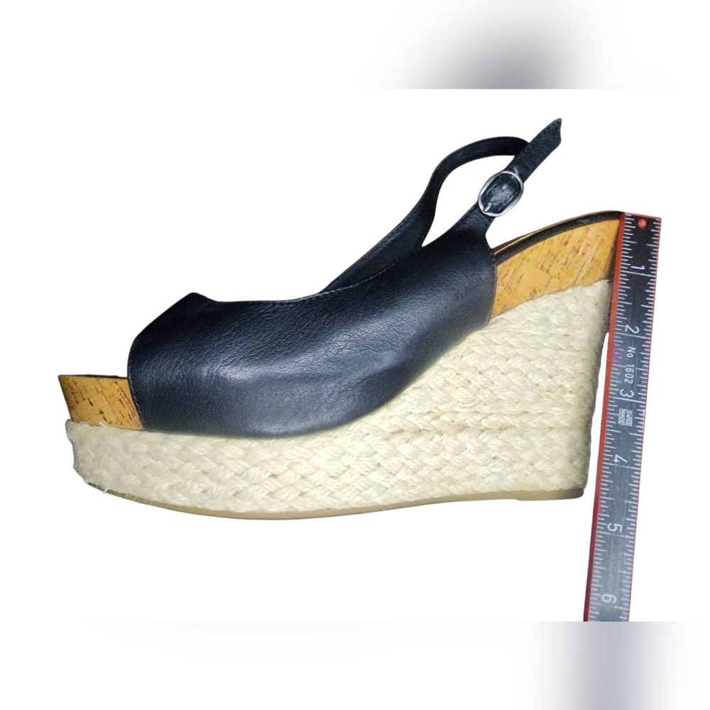 Dolce Vita Leather Slingback Espadrille Platform Wedges, Womens 8.5 - Picture 9 of 9